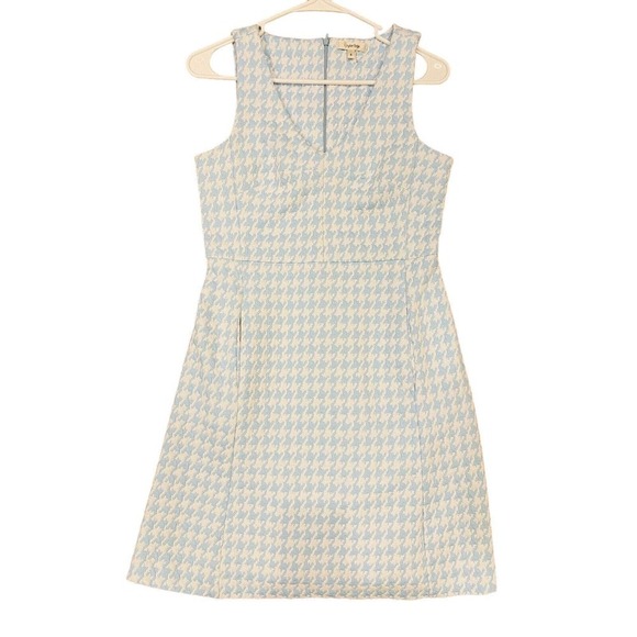 Tyler Boe Kennedy Dress Blue Houndstooth Sleeveless POCKETS Perfect For Summer! - Picture 1 of 5